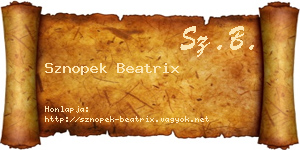 Sznopek Beatrix névjegykártya